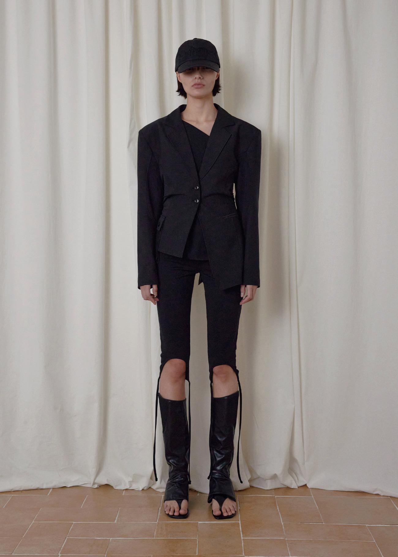 【bohemseo】 [2ND] TIED MESH BLAZER, BLACK 正規品