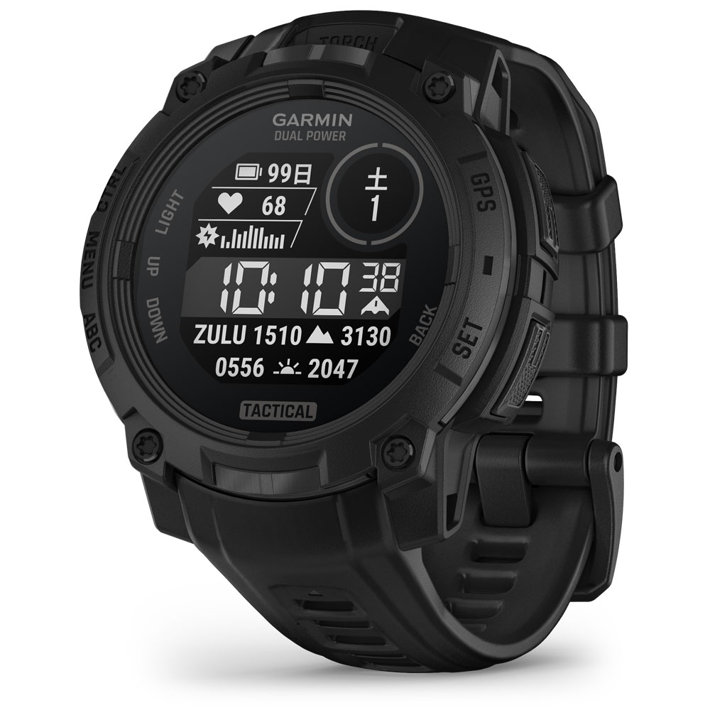ガーミン Instinct 3 Dual Power 45mm Black / Tactical Black【Suica対応】スマートウォッチ 010-02934-80