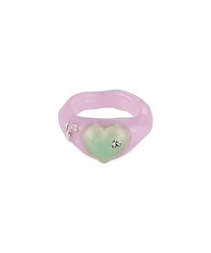 NFF prism heart ring pink プリズムハートリング ピンク 韓国アクセサリー 指輪