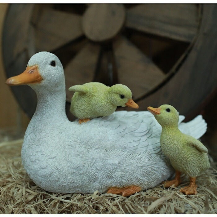 かわいい 置物 動物 アヒルの親子 鳥 おしゃれ ガーデン インテリア トイレ オブジェ 可愛い プレゼント 北欧 玄関 雑貨 動物 モダン 面白い 庭 ギフト 屋外 家 リアル 玄関先 卓上 ガーデ