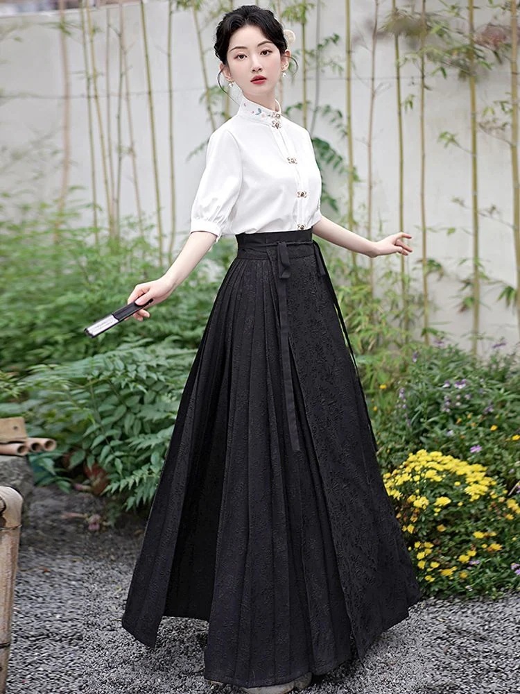 [高质量 ]二点セット スタイルのジャキュード馬の顔のスカート改善ハン衣類女性用服のとのスタイ