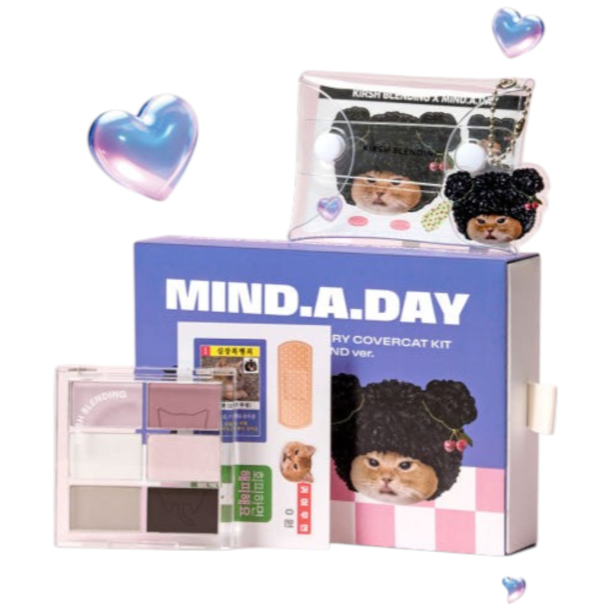 マインドアデイエディション チェリーカバーキャットパレット+ チェリー猫パルクステッカー2枚+ 透明ポーチ+ チェリー猫キーリング 2種から1つ選択