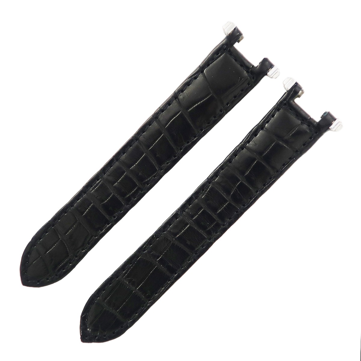 オーダー品 腕時計パーツ パシャ用 クロコバンド クロコダイル ブラック 未使用 汎用 他社製 ベルト ストラップ Dバックル用 18ｍｍ 黒 【中古】
