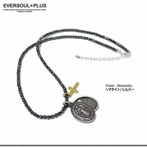 ネックレス ペンダント メンズアクセサリー アクセサリー ファッション 天然石使用 マリア 十字架