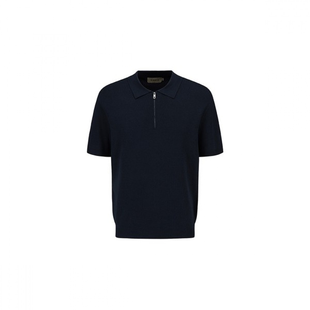 [ジョージア] メンズ) ミラクール半袖ハーフジップアップカラーニット_AEF2EU1101DGN