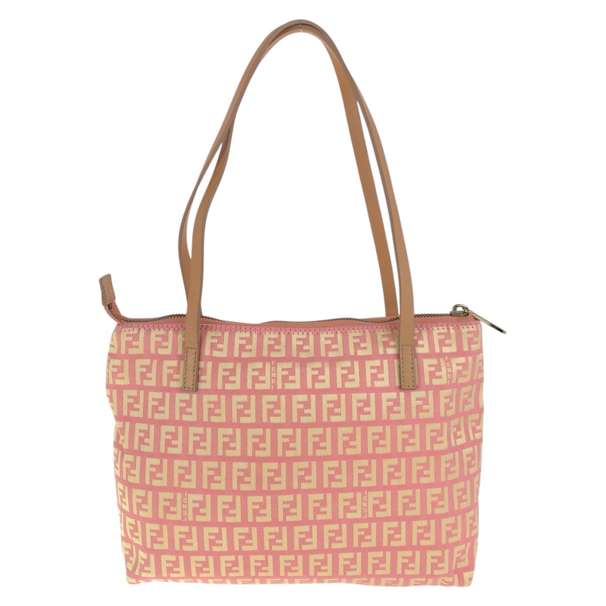 美品 ズッキーノ ピンク ベージュ ゴールド金具 キャンバス/レザー 2305 8BH021 028 トートバッグ ショルダーバッグ レディース 502482