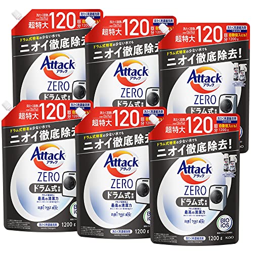 【ケース販売】 アタックＺＥＲＯ 洗濯洗剤 液体 アタック液体史上 最高の清潔力 ドラム式専用 詰め替え1200ｇ×6個