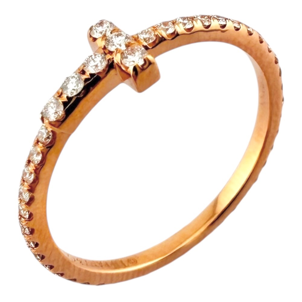 ティファニー Tワイヤー リング 指輪 9号 18金 K18ピンクゴールド ダイヤモンド TIFFANY&Co. 中古 美品 110,000円