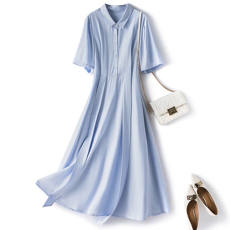 5l 6l 大きいサイズ ワンピース レディース 春 春夏 夏 ロングワンピース ロング丈 半袖 きれいめ ゆったり 体型カバー 通勤 オシャレ夏のビッグサイズの婦人服のシャツのワンピースフランスゆっ