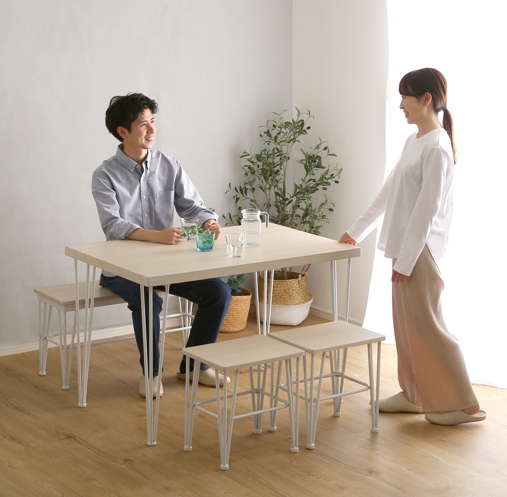 ダイニングテーブルセット 4人用 白 北欧モダン おしゃれ ホワイト ベンチ コンパクト 省スペース 小さめ 食卓 18,714円