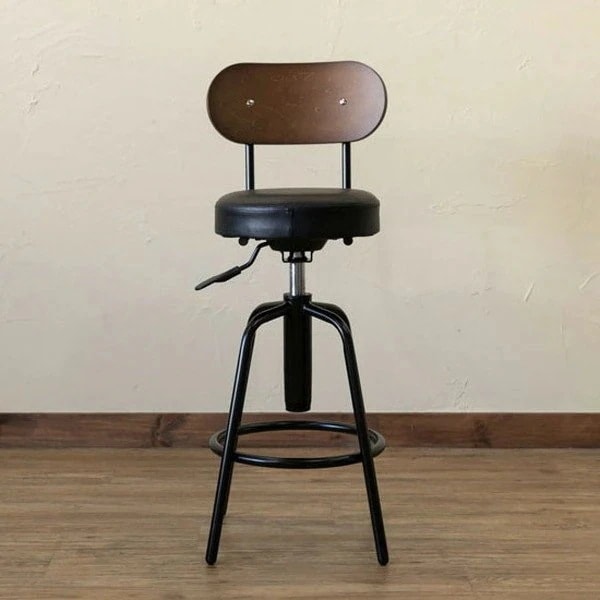カウンターチェア ハイチェア レザー 高さ調節 おしゃれ フットレスト 椅子 チェア バーチェア バースツール ブラック いす イス 座面高615-720mm