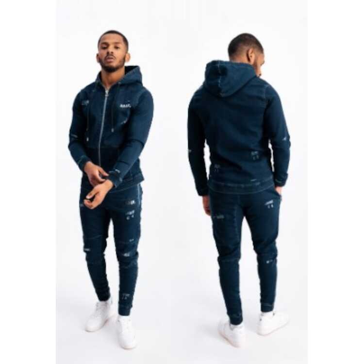 Q-SERIES ZIP THROUGH フーディージョグジーンズ（メンズ） L インディゴブルー #B1261.1026-0047