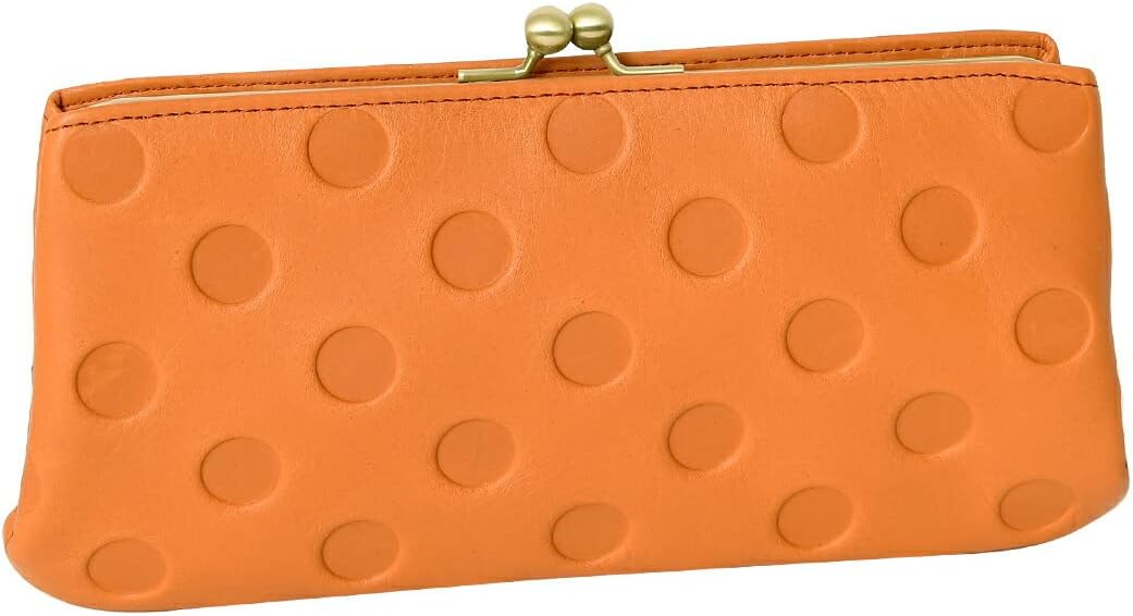 [ズッケロ] 55407 本革 長財布 がま口 側面にスナップボタン開閉のフリーポケット付き 日本製 zucchero レディース オレンジ