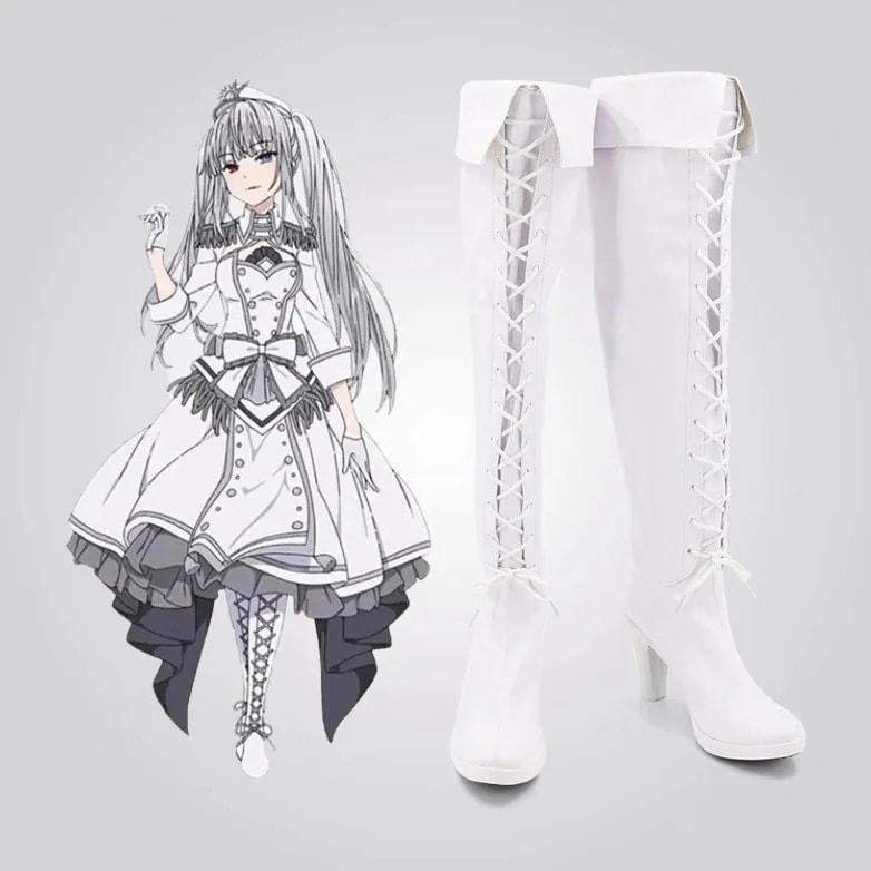 時崎狂三デートアライブ白の女王コスプレ靴ブーツ