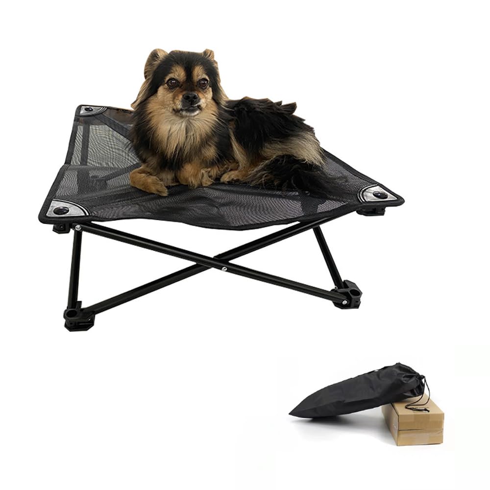 LuckyCode ドッグコット ペットコット 犬用コット 80x80cm 犬用キャンプベッド 折りたたみ 洗える 犬用ベッド テスリンメッシュ 軽量 コンパクト 通気性 犬コット ペット用品 ペット
