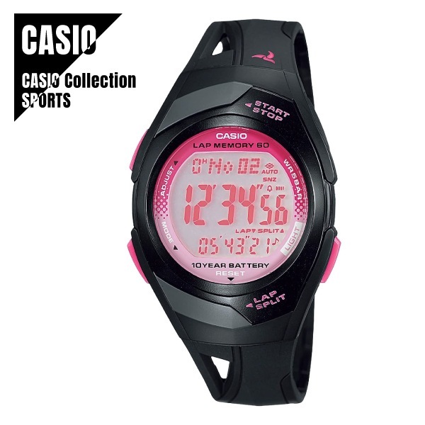 【即納】 国内正規品 CASIO カシオ PHYS フィズ STR-300J-1BJH ランニングウォッチ ピンク／ブラック レディース 腕時計