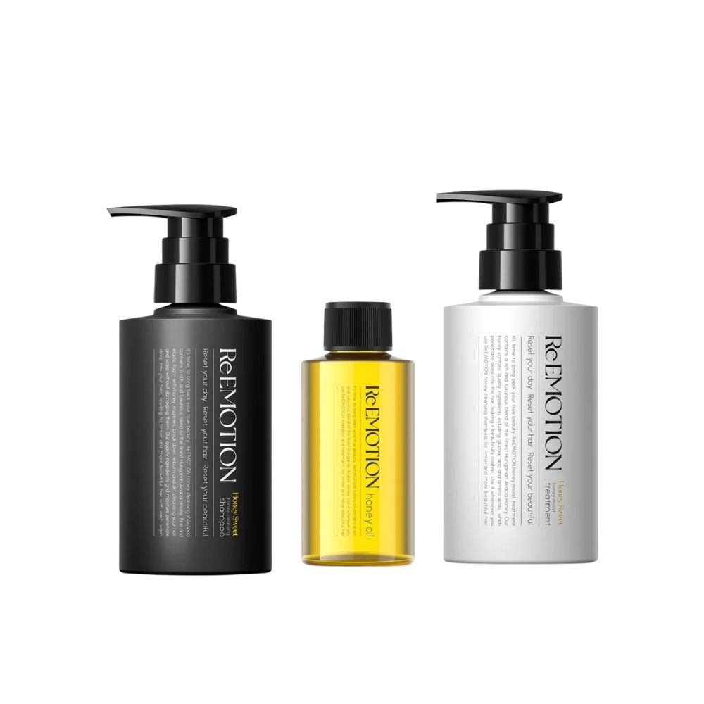 [国内正規品] リエモーション ハニーススイートクレンジングシャンプー+トリートメント＋オイル セット 300ml+300ｇ+100ml ReEMOTION MEGUMI MAGGY 美的 ベスコス