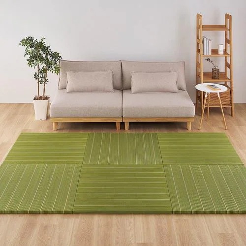 【メーカー直送品】萩原 【12枚組】置き畳 凛 約82×82×2.5cm グリーン