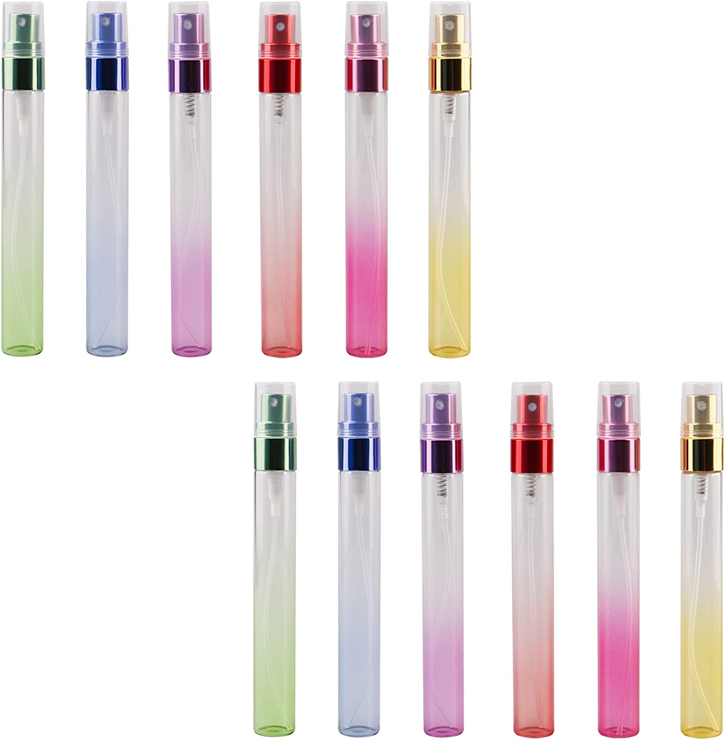 HAMILO ガラス製 スプレーボトル 香水 消毒液 化粧品 詰め替え 携帯用 色付き 12点セット