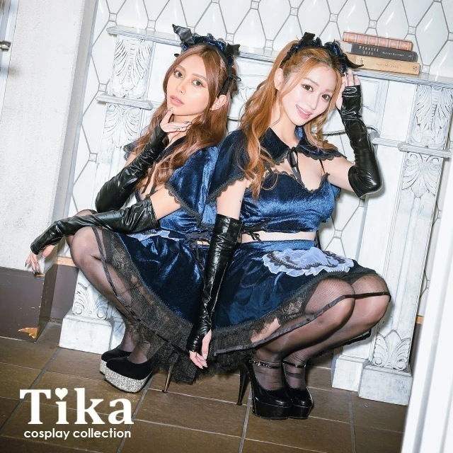 ハロウィンコスプレ メイド服 衣装 エロ キャバ嬢 レディース ブルー 青 激安 セクシー コスチューム メイドコスプレ メイド服 大人 レディース ミニスカ コウモリ 羽 カチューシャ 可愛い ミニ