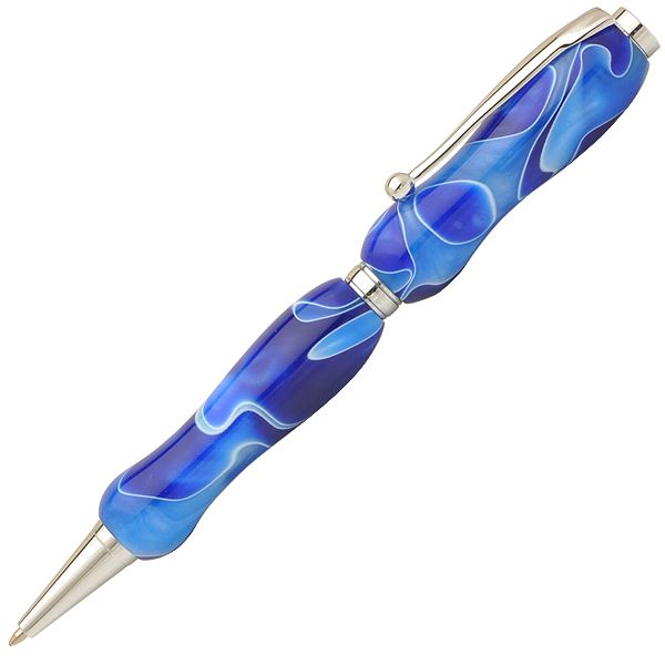 アクリルボールペン/文房具 (シーブルー Blue) クロスタイプ 芯：0.7mm 日本製 文具 オフィス用品 『Marble Pen』