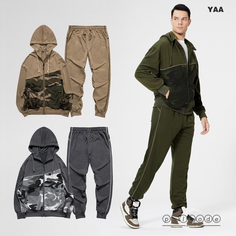 スウェット上下セット メンズ ジップパーカー+ジョガーパンツ スポーツウェア セットアップ スエット 迷彩 大きいサイズ 2024 秋