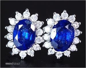 天然 ダイヤモンド サファイア ピアス 高級 1.626ct K18WG 18金製品 74