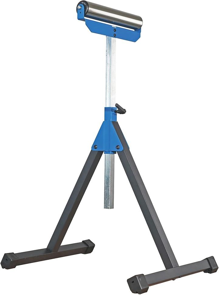KF3011 高耐久ローラースタンド 2インチローラー 耐荷重300ポンド 調節可能なマイターソーエクステンション 平らに折りたたんで簡単に収納 亜鉛メッキスチールローラー(ブルー)