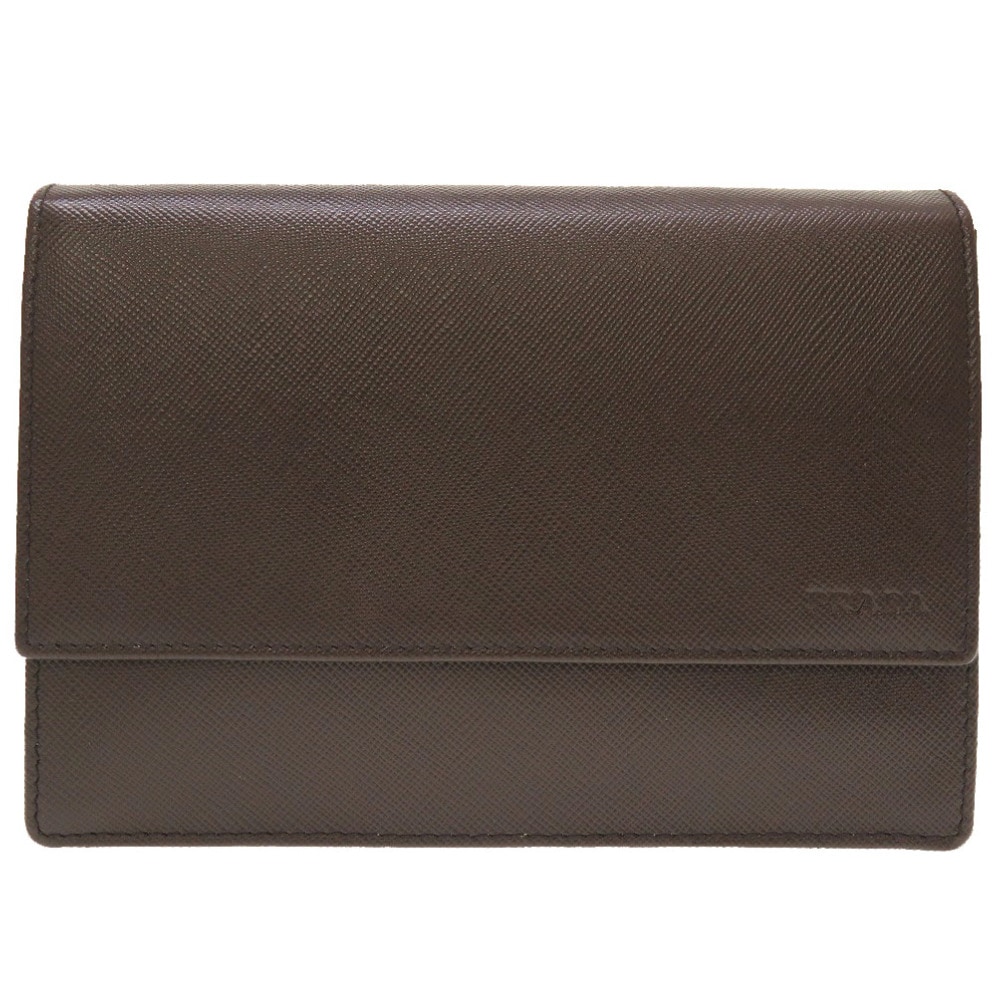 未使用品 2M1359 二つ折り財布 レザー/サフィアーノレザー ブラウン 0155【中古】 ユニセックス