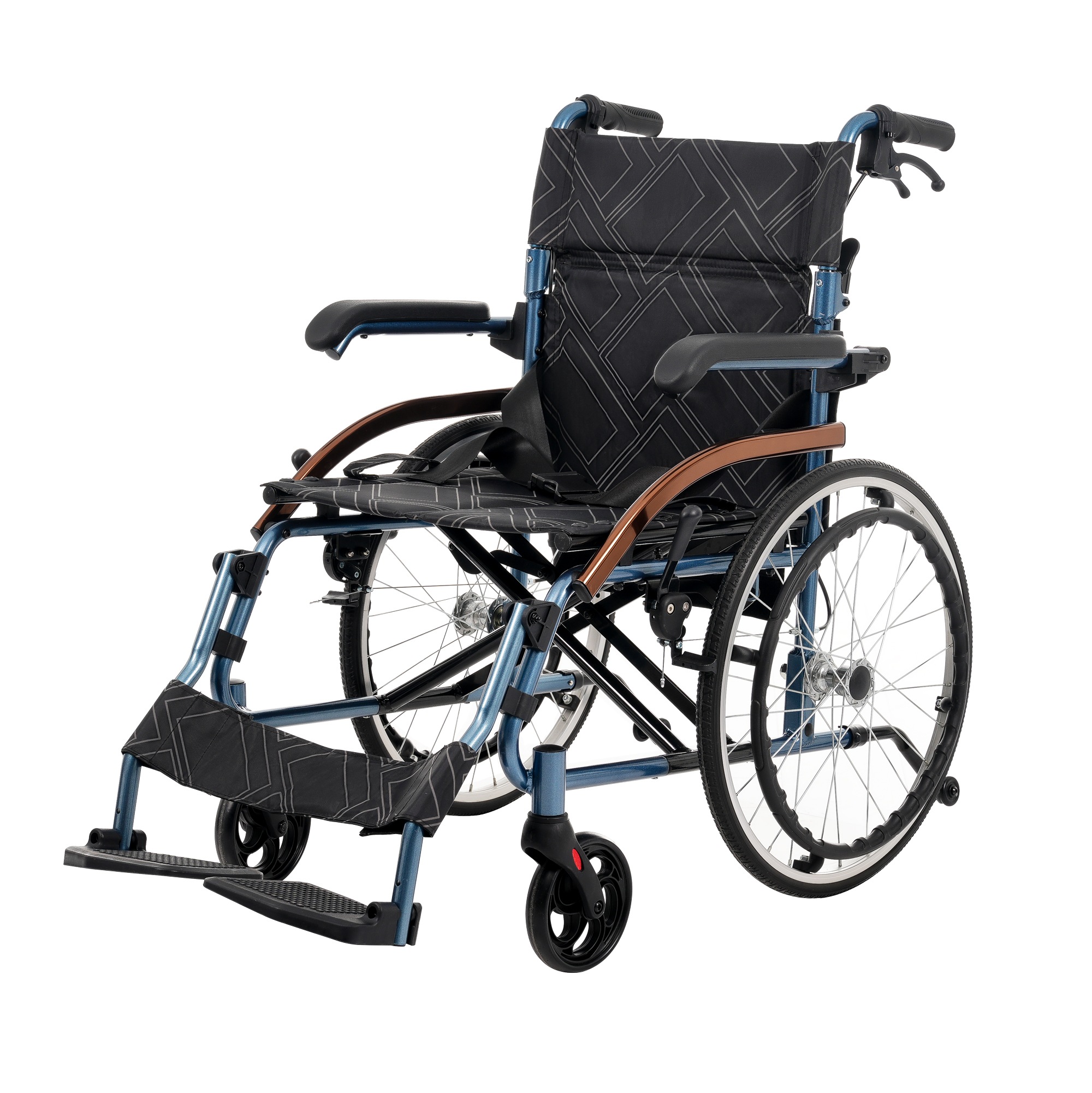 【国内発送&送·料·無·料】爆売れ中！[Timesale：14500]車椅子 アルミ製 軽量 四輪 自立可能 防水生地 ノーパンクタイヤ 介助ブレーキ付き コンパクト 折りたたみ可能 座面付き 四輪