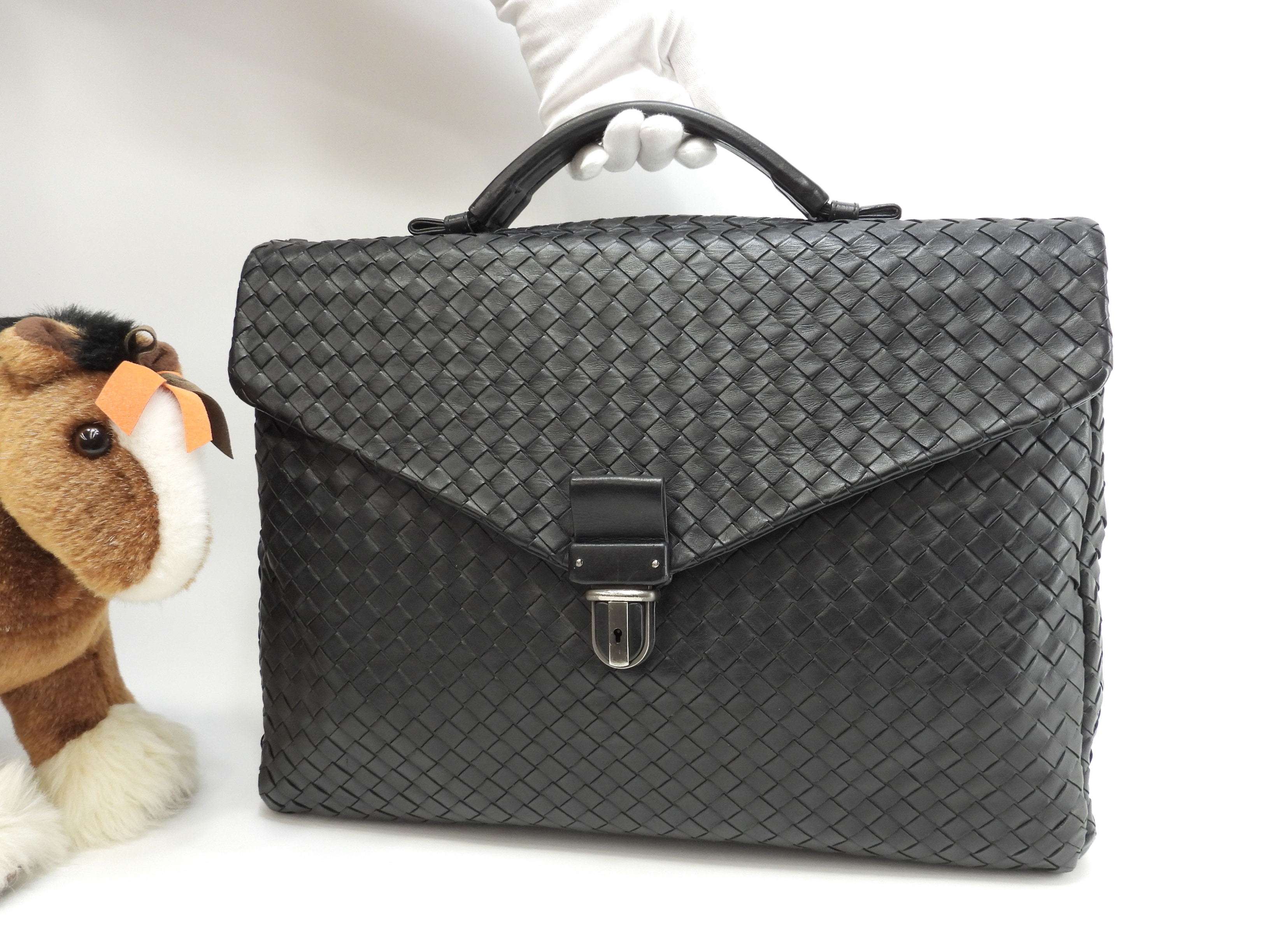 ブリーフケース イントレチャート レザー黒 書類カバン ビジネスバッグ@B04497488Z