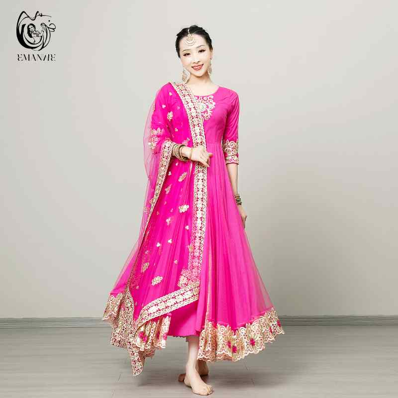 インド サリー民族 衣装 エキゾチック ダンス エスニック レディース ビッグ スイング ドレス カタック