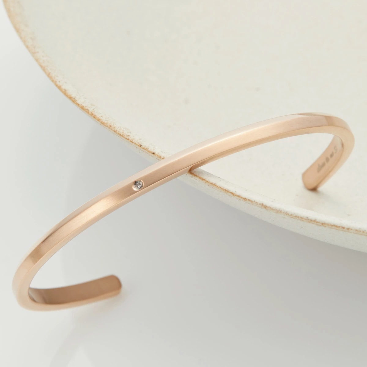 バングル レディース サージカルステンレス316L ダイヤモンド 光沢 マット 一石 刻印