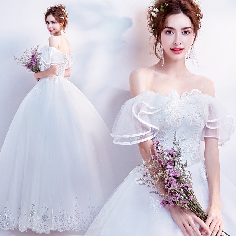 ウエディングドレス 結婚式 ロングドレス ウェディングドレス 安い プリンセス 二次会 エンパイア 花嫁 ドレス ブライダル 白 大きいサイズ