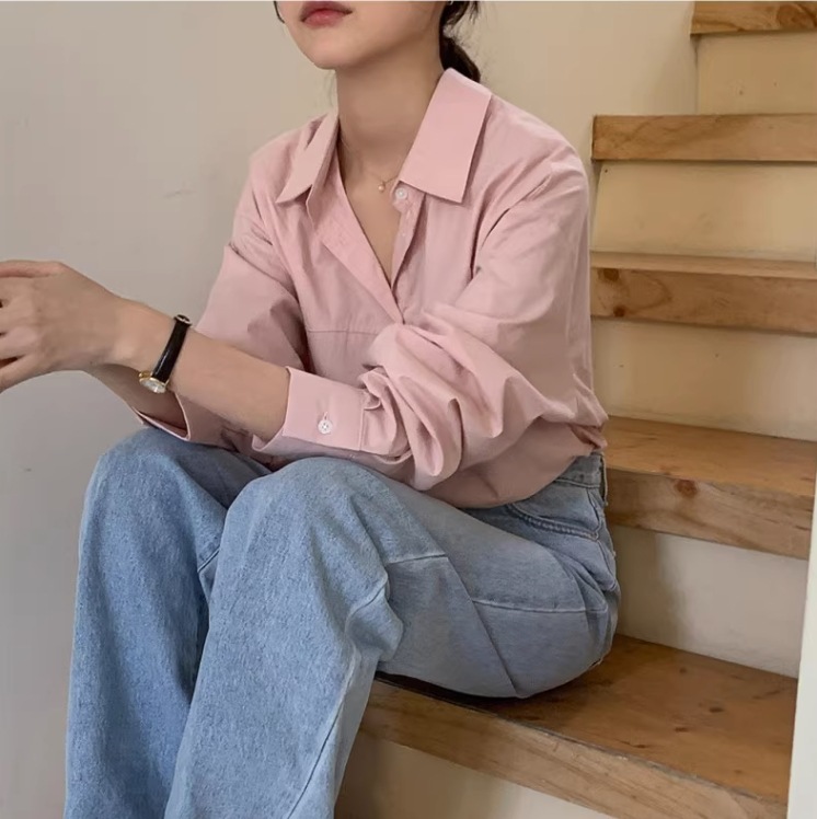 7色展開 カラーシャツ レディース トップス シャツ ブラウス 羽織 長袖 Vネック 襟付き ストレート Iライン 前開き かわいい 大人可愛い きれいめ シンプル カジュアル 上品 おしゃれ