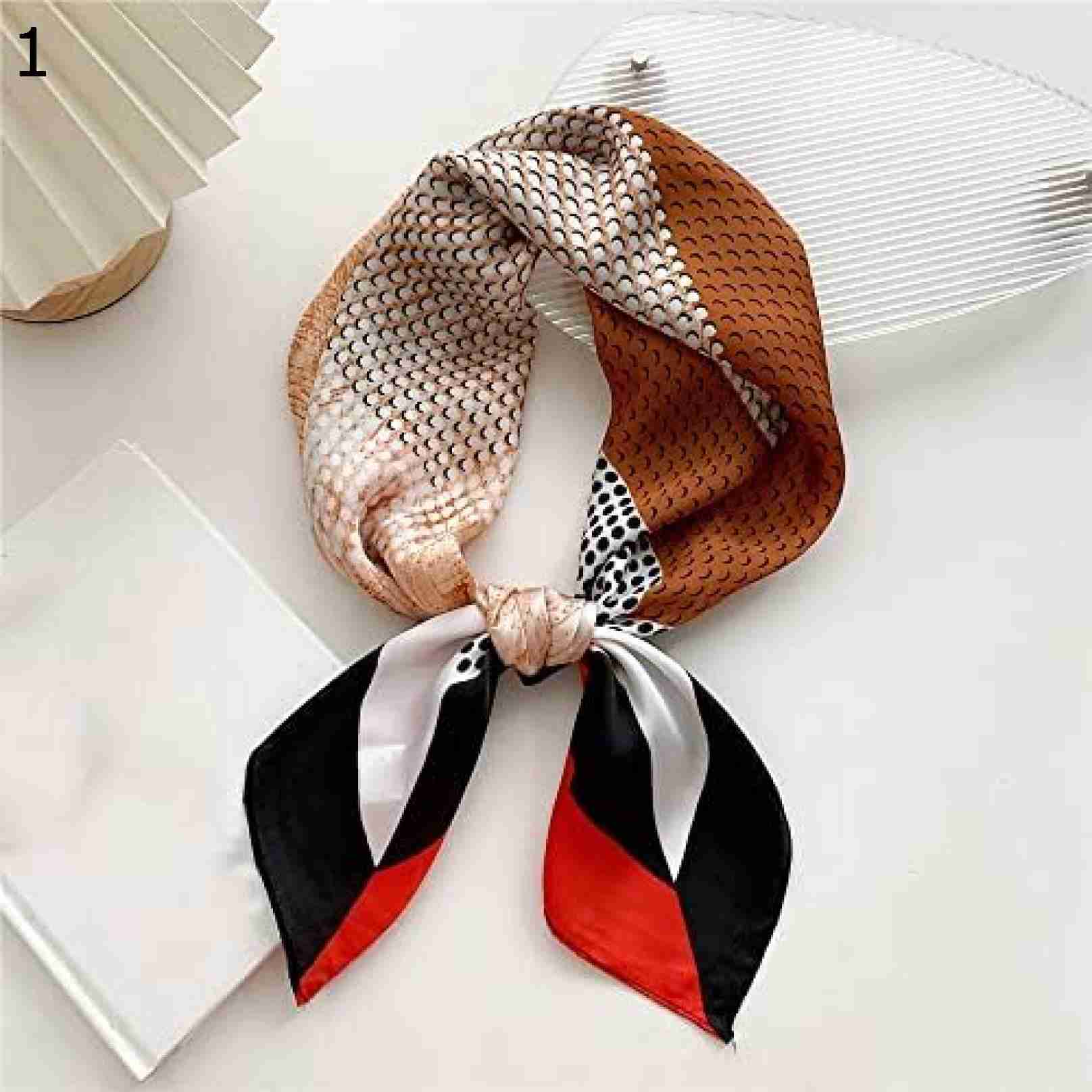 【20%OFFクーポン～】パッチワーク デザイン スクエア スカーフ70×70cm 女性 ヘアバンド リスト ヘッドカチ 女性 サテン ショール ラップ ヒジャブ : Size Black Red