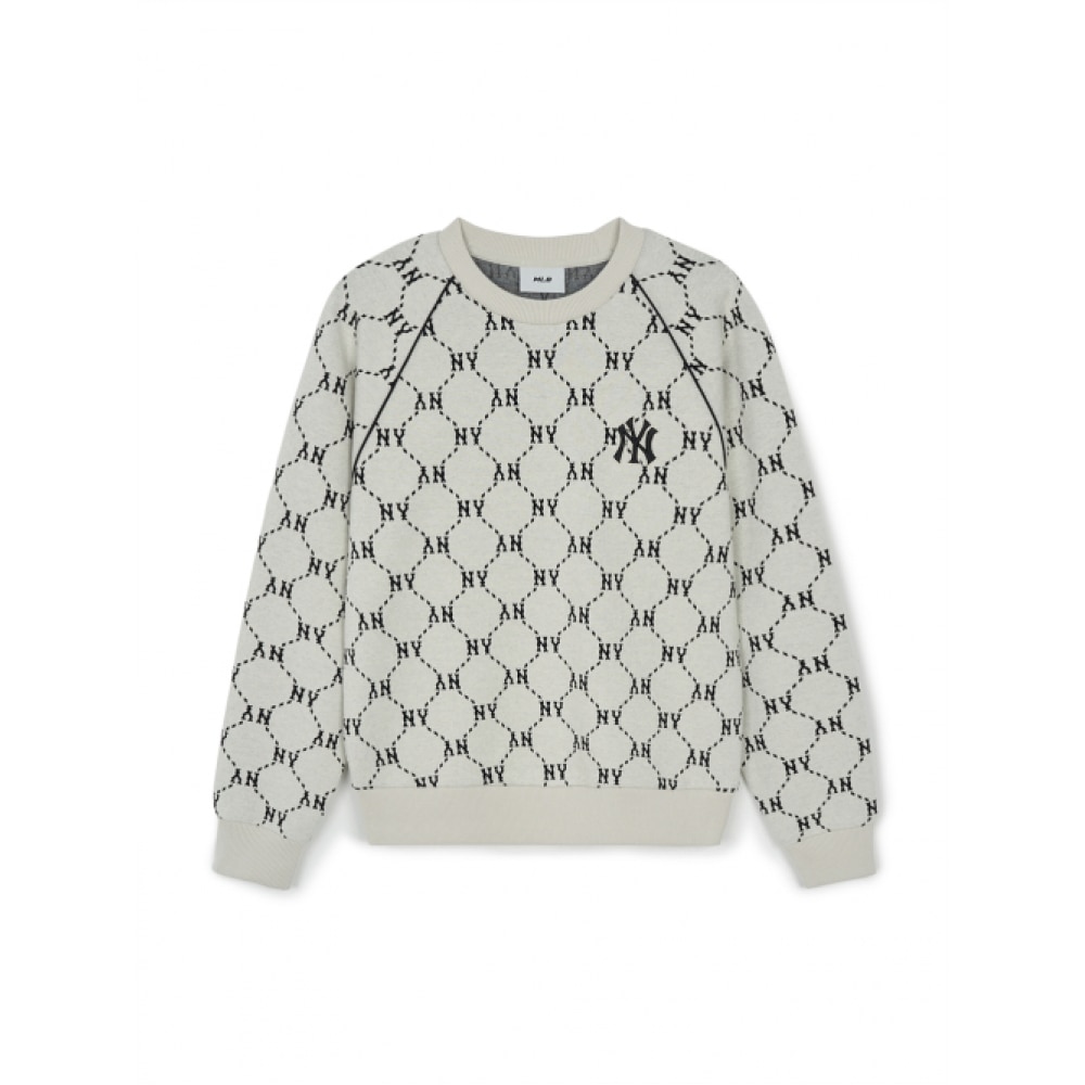 MLB ダイヤモンドモノグラムジャカードパイピングスウェットシャツ NY (D.Cream)