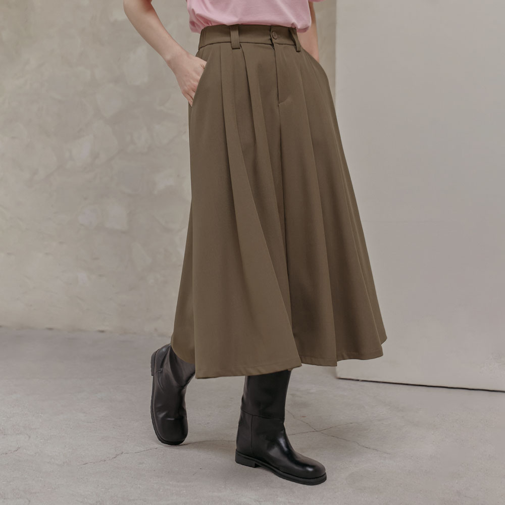 S-2XLロンテッドスパンピンタックバンディングロングスカート