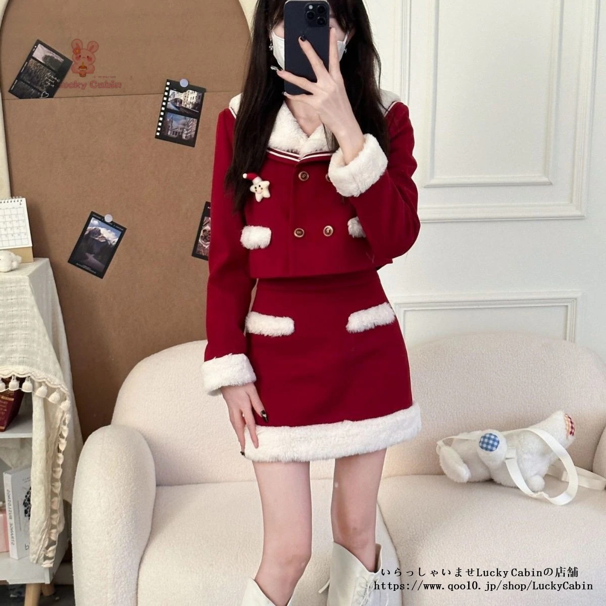 サンタ コスプレ秋冬の新作クリスマスソナタ秋冬クリスマス気分腰をすぼめて痩せる雰囲気アカデミア風JK制服 脚魅せミニスカート