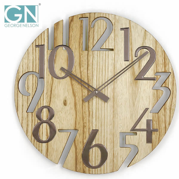 【人気No.1】 ジョージネルソン Nelson George フラッタークロック ブラウ 時計 掛け時計 プラタナス 掛時計