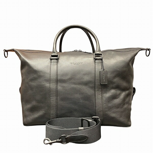 コーチ COACH F93537 パンチングレザー バッグ ボストンバッグ メンズ【中古】