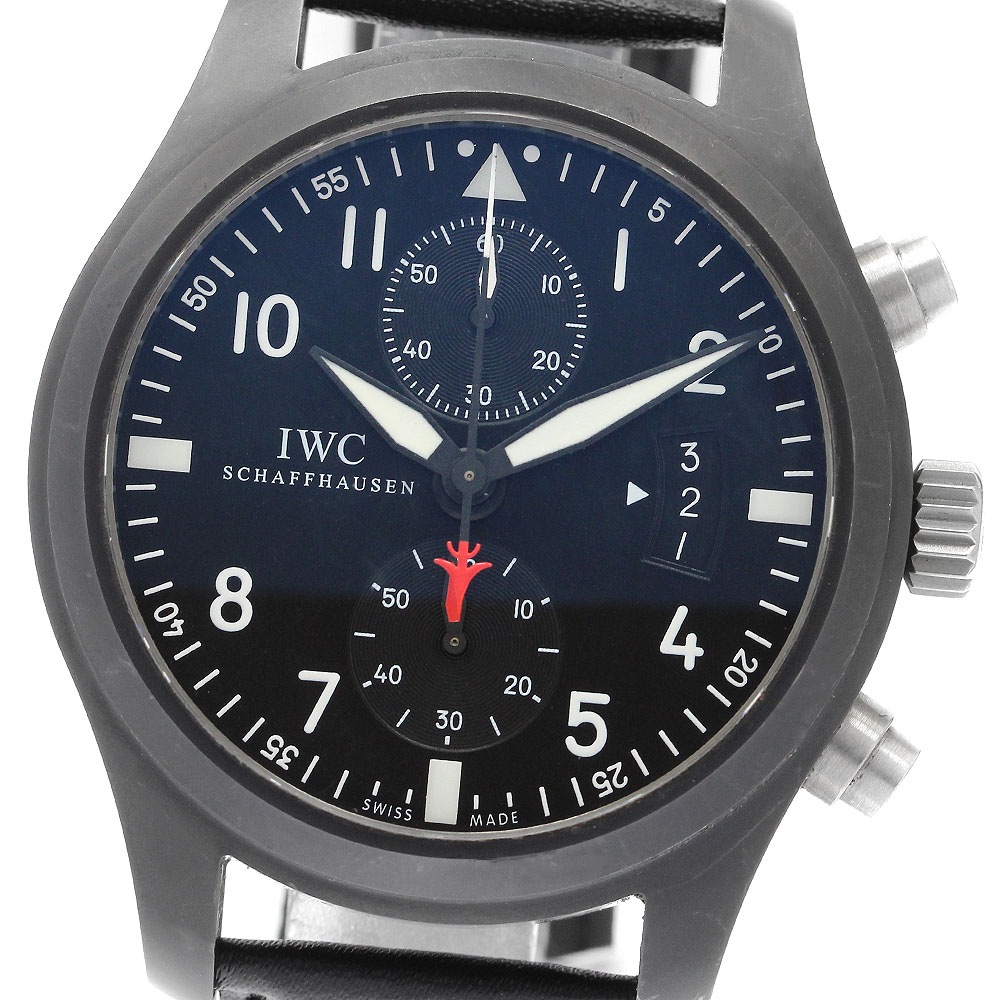IWC SCHAFFHAUSEN IW388001 パイロットウォッチ トップガン クロノグラフ 自動巻き メンズ _894644【中古】
