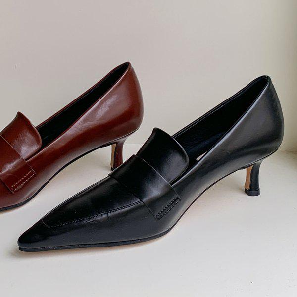 女性スティレットヒールローファー5cmミドルヒール靴