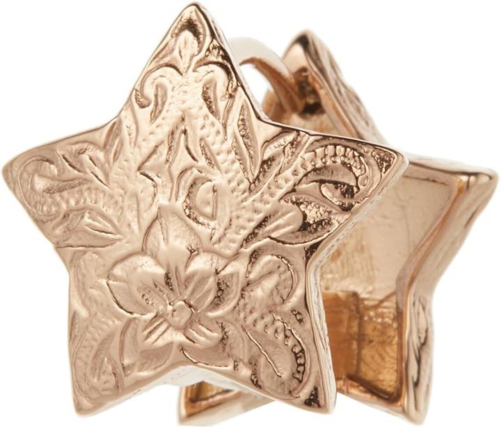 Piena ピエナ サージカルステンレス316L 片耳用 1個売り ハワイアンジュエリー スター プルメリア スクロール フープピアス レディース(ピンクゴールド(片耳用))