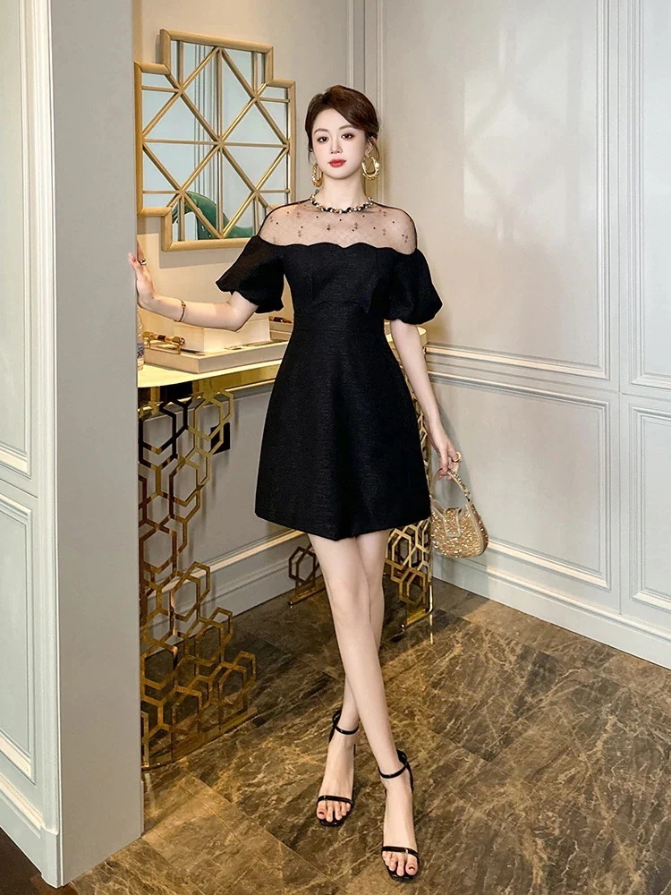 夏 誕生日ドレス ルドッキング 着痩せ オフショルダー Aライン フリル ドレス パーティー キャバ 大人 同窓会 披露宴 卒業式 結婚式 演奏会 ウェディング 二次会 メガ