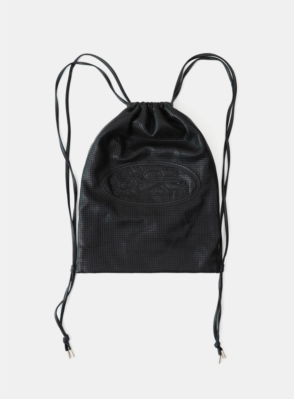 【BADBLOOD】 PERFORATED LEATHER GYMSACK : BLACK