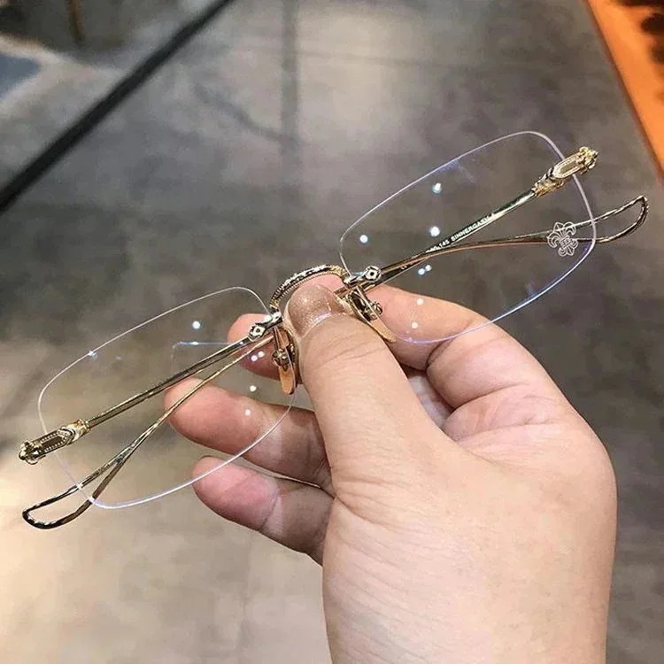 トリムリムレスメガネ純粋な欲望超軽量近視メガネ男性小さな顔ファッションアンチブルーライトフラットメ