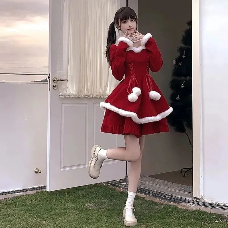 25大人気急速発送無料クリスマスムード赤ワンピースウエストを丸めたスリムスカート