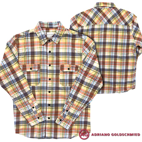 AGジーンズ カジュアルシャツ メンズ 長袖 チェックシャツ イエロー グリーン エージージーンズ シャツ AG Jeans 正規 アドリアーノ ゴールドシュミット 雑誌 掲載 カジュアル 05