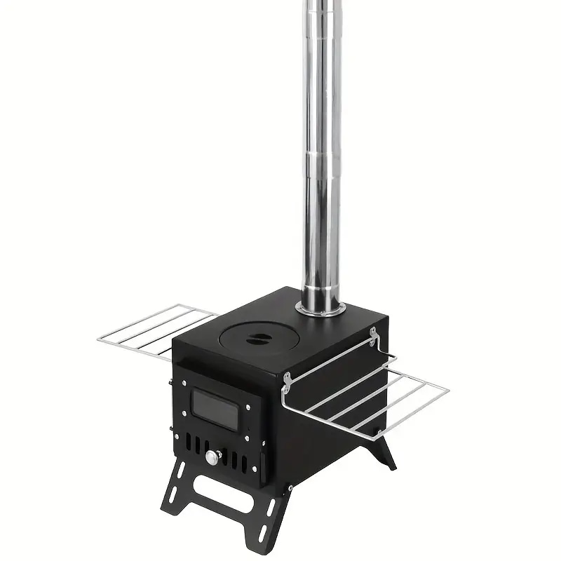 1個 ポータブルステンレス製バックパッキングストーブパイプ付き - 折りたたみ脚薪燃焼点火機能なし - ハイキング調理暖炉使用海上輸送用コンパクトアウトドアキャンプストーブ